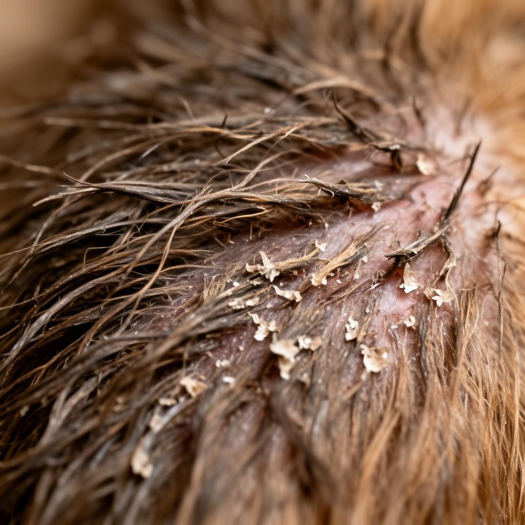Dog fur before — dry, brittle, flaky