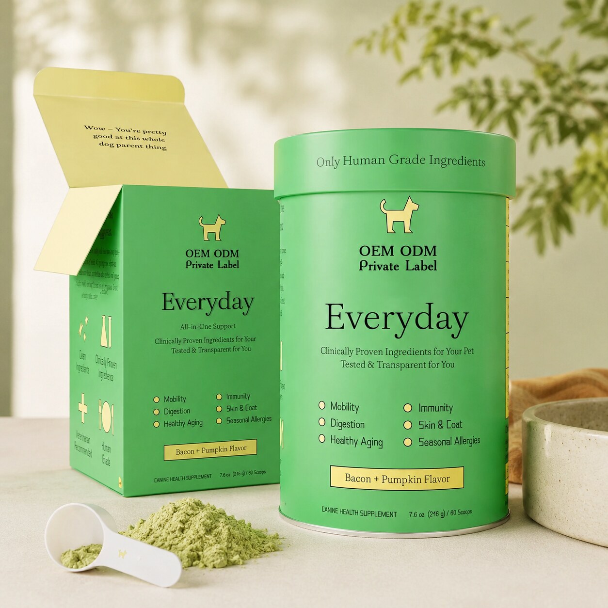 Healthy Paws blend pouch and natural ingredients