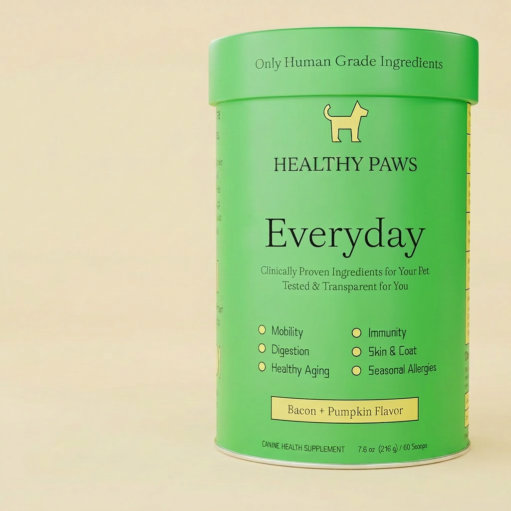 Healthy Paws daily multivitamin jar